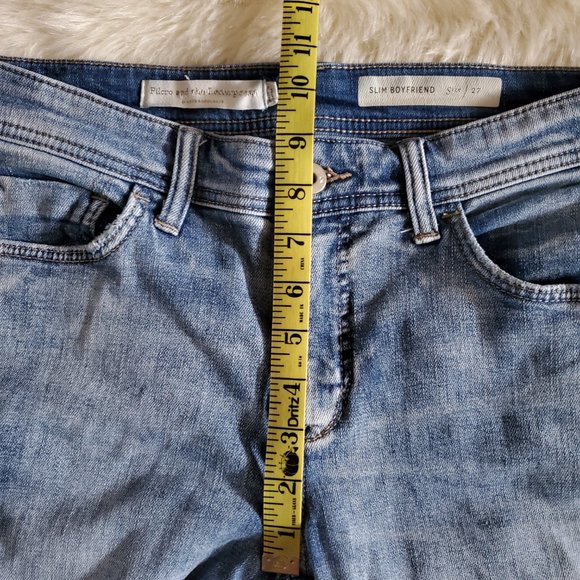 Anthropologie Pilcro Slim Boyfriend Jeans Side Stripe Distressed Size 27 - Picture 12 of 13